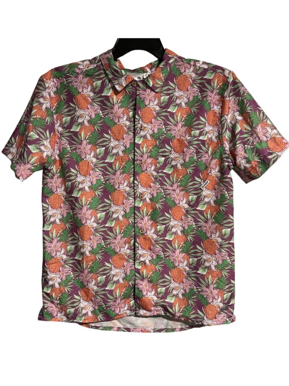 Boardies Camp Shirt Men Size M Multicolor Pineapple Floral Hawaian Beach Resort